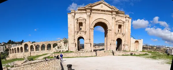 Jerash Jordanie Janvier 2024 Arche Adriano Aux Ruines Romaines Jerash — Photo
