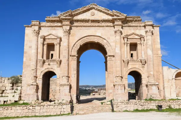 Arc Adriano Aux Ruines Romaines Jerash Sur Jordanie — Photo