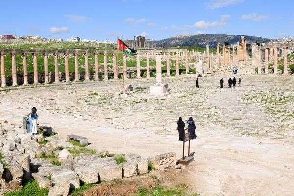 Widok Rzymskie Ruiny Jerash Jordanii — Zdjęcie stockowe