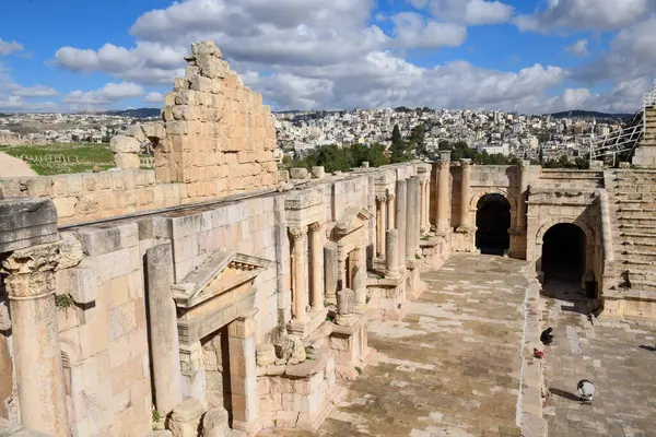 Vista Anfiteatro Romano Jerash Jordania —  Fotos de Stock