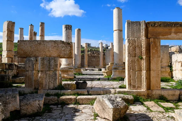 Vue Sur Les Ruines Romaines Jerash Sur Jordanie — Photo
