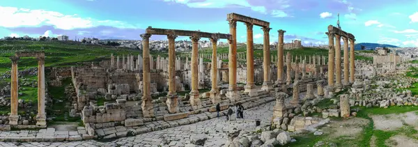 Vue Sur Les Ruines Romaines Jerash Sur Jordanie — Photo