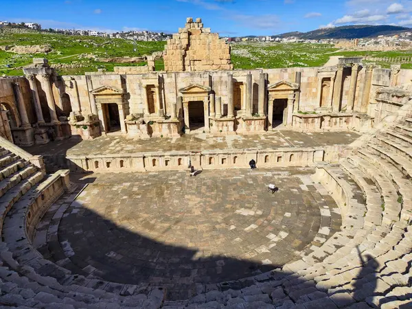 Vue Amphithéâtre Romain Jerash Sur Jordanie — Photo