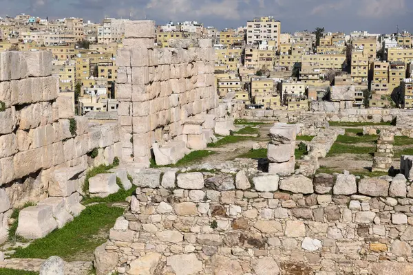 Άποψη Της Ρωμαϊκής Ακρόπολης Στο Αμμάν Της Ιορδανίας — Φωτογραφία Αρχείου