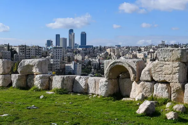 Blick Auf Die Römische Zitadelle Amman Jordan Stockbild