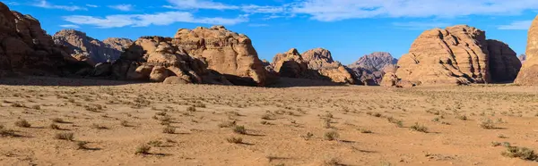 Krajina Pouště Wadi Rum Jordánsku Stock Obrázky