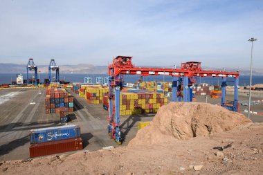 Aqaba, Jordan - 20 Januray 2024: view at the industrial port of Aqaba in Jordan clipart