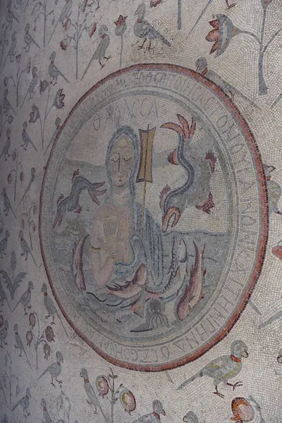 stock image Oldest floor mosaic on church of the Apostles at Madaba in Jordan