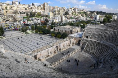 Amman, Ürdün - 25 Ocak 2024: Ürdün 'deki Amman Tiyatrosu' nda