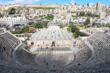 Amman, Ürdün - 25 Ocak 2024: Ürdün 'deki Amman Tiyatrosu' nda