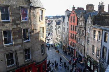 Edinburgh, İskoçya - 29 Mart 2024: İskoçya 'daki eski Edinburgh kasabası