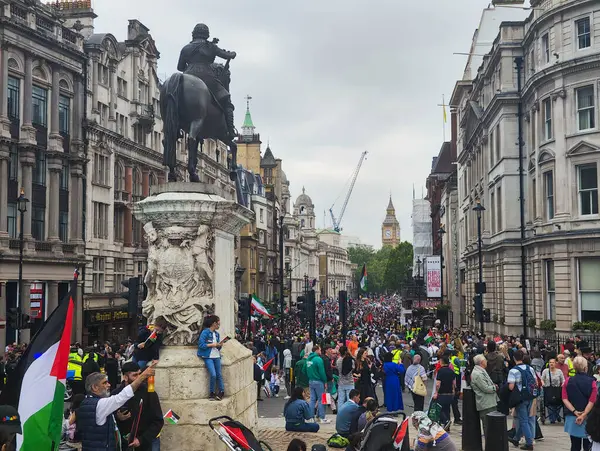 stock image London, England - 18 May 2024: people on a Pro-Palestine demonstration at London on England