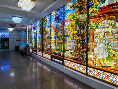 Minsk, Belarus - 27 Mayıs 2024: Minsk Belarus Oteli 'nin dekorasyonu