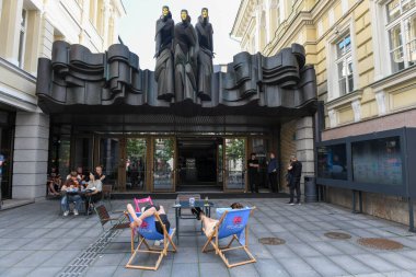 Vilnius, Litvanya - 2 Haziran 2024: Litvanya 'daki Vilnius' un eski merkezinde