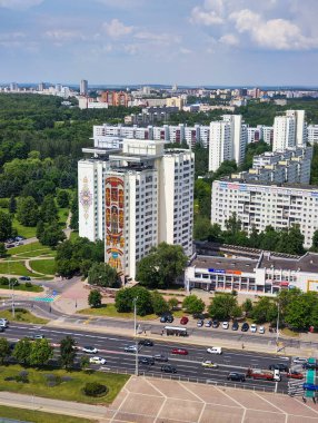 Minsk, Belarus - 27 Mayıs 2024: Belarus 'taki Minsk' in doğu kapısında.