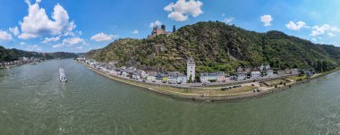 St. Goarshausen, Germany - 20 July 2024: view at the village of St. Goarshausen with fort Katz on Germany clipart