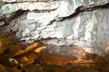 View at Wildkirchli cave at Ebenalp on the Swiss alps clipart