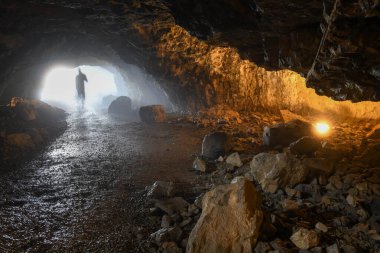 View at Wildkirchli cave at Ebenalp on the Swiss alps clipart