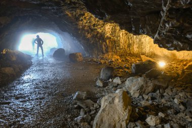 View at Wildkirchli cave at Ebenalp on the Swiss alps clipart