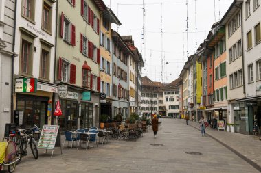 Baden, İsviçre - 4 Kasım 2024: İsviçre 'de Baden' in merkezinde
