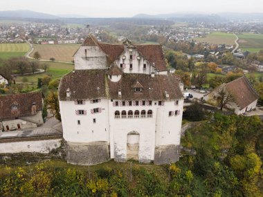 Drone view at the castle of Wildegg on Switzerland clipart