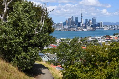 Devonport, Yeni Zelanda - 8 Şubat 2025: Yeni Zelanda 'daki Devonport' tan Auckland görünümü