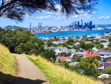 Devonport, Yeni Zelanda - 8 Şubat 2025: Yeni Zelanda 'daki Devonport' tan Auckland görünümü