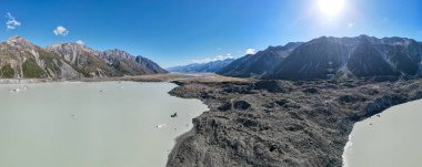 Yeni Zelanda 'daki Tasman Buzul Gölü' nde insansız hava aracı görüntüsü