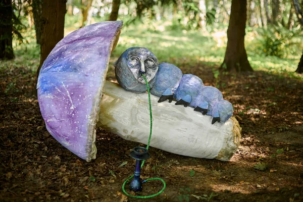 Hookah Smoking Caterpillar Alice Wonderland Art Object Outdoor Art Exhibition — Stock Photo, Image