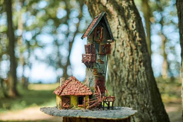 Ormandaki Küçük Bebek Evi Halka Açık Parktaki Küçük Dekoratif Sanat — Stok fotoğraf