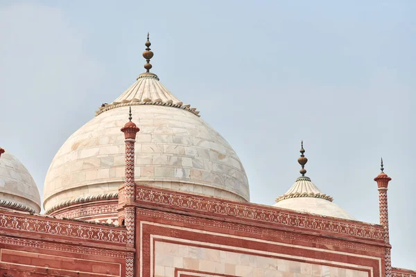 Close Jawab Taj Mahal Cúpulas Marcos Mausoléu Mármore Branco Agra — Fotografia de Stock
