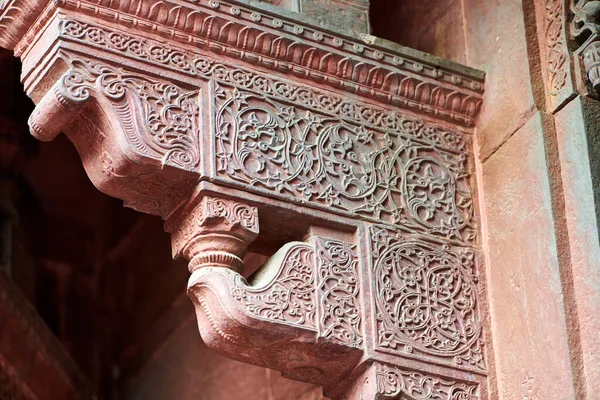 Antiga Decoração Parede Agra Red Fort Belos Padrões Decorativos Parede — Fotografia de Stock