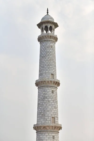 Μιναρές Του Ταζ Μαχάλ Λευκό Μάρμαρο Ορόσημο Μαυσωλείο Agra Uttar — Φωτογραφία Αρχείου