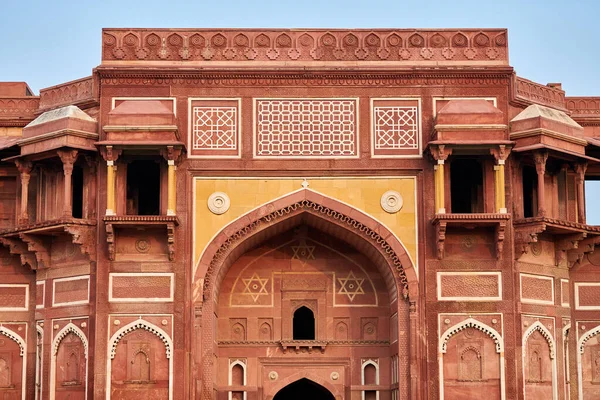 Декоративные Здания Стены Внутри Красного Форта Агра Индии Красивые Архитектурные — стоковое фото