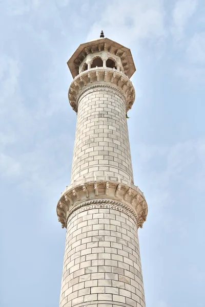 Minarete Taj Mahal Marcos Mármore Branco Mausoléu Agra Uttar Pradesh — Fotografia de Stock