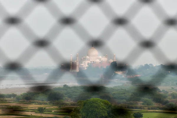 Taj Mahal Marcos Mausoléu Mármore Branco Agra Índia Vista Através — Fotografia de Stock
