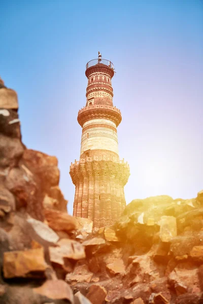Qutb Minar Minaret Věž Část Qutb Komplex Jižním Dillí Indie — Stock fotografie