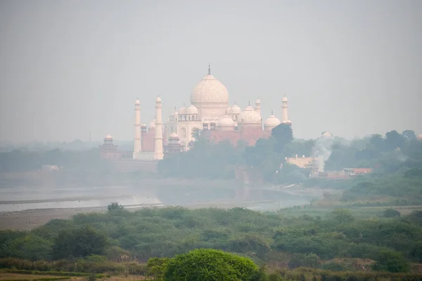 Taj Mahal Beyaz Mermer Mozolede Agra Uttar Pradesh Hindistan Babür — Stok fotoğraf