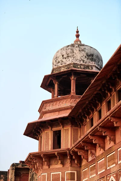 Chhatri Ημι Ανοιχτό Υπερυψωμένο Περίπτερο Σχήμα Θόλου Του Agra Κόκκινο — Φωτογραφία Αρχείου