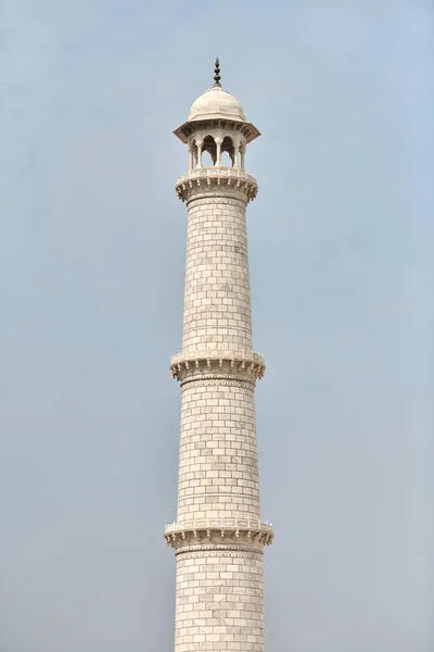 Μιναρές Του Ταζ Μαχάλ Λευκό Μάρμαρο Ορόσημο Μαυσωλείο Agra Uttar — Φωτογραφία Αρχείου
