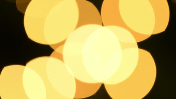 Flickering Círculo Bokeh Luzes Natal Guirlandas Decorações Amarelo Ano Novo — Vídeo de Stock