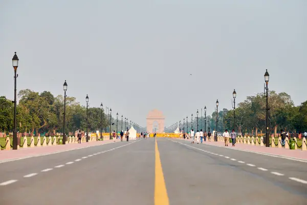 stock image New Delhi, India - 23.10.2022 - Rajpath Kartavya path ceremonial boulevard to India Gate landmark war memorial in New Delhi, most important roads in India for annual Republic Day parade