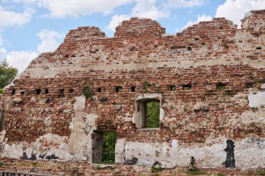 Brandenburg Kaliningrad bölgesindeki Ushakovo köyündeki Töton Düzeni 'nin eski harabeleri. Antik tuğla Brandenburg kalesi 2. Dünya Savaşı 'ndan sonra yıkıldı