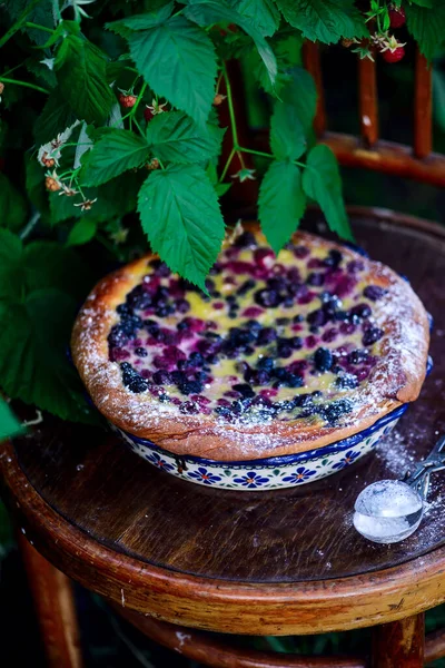 Berry Mix Summer Cake..style rustic. selective focus