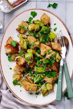 Zucchini Salad panzanella.style hugge. selective focus