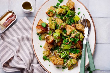Zucchini Salad panzanella.style hugge. selective focus
