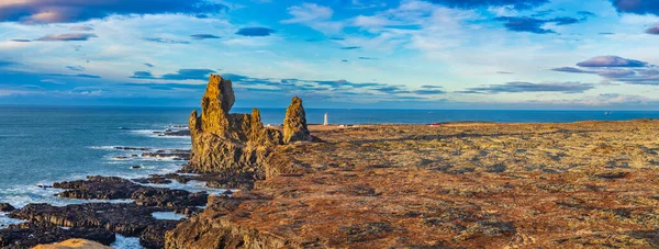 Čedičové Skály Lndrangaru Malarrif Lighthouse Island — Stock fotografie