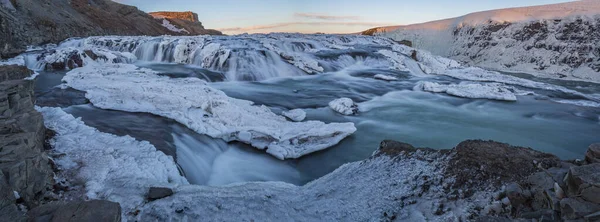 Vista Gullfoss Atardecer Invierno Islandia — Foto de Stock