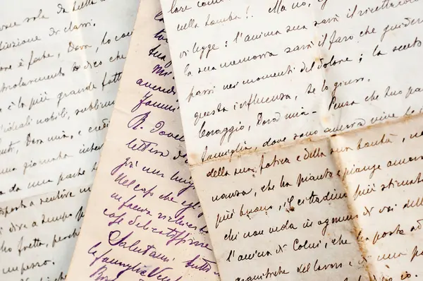 Elegant Cursive Script Handwritten Letter Old Paper Vintage Background — Stock Photo, Image