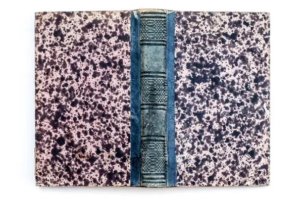 Szekrény Egy Antik Könyvborító Bemutató Egyedülálló Textúra Foltos Design Kopott Stock Kép